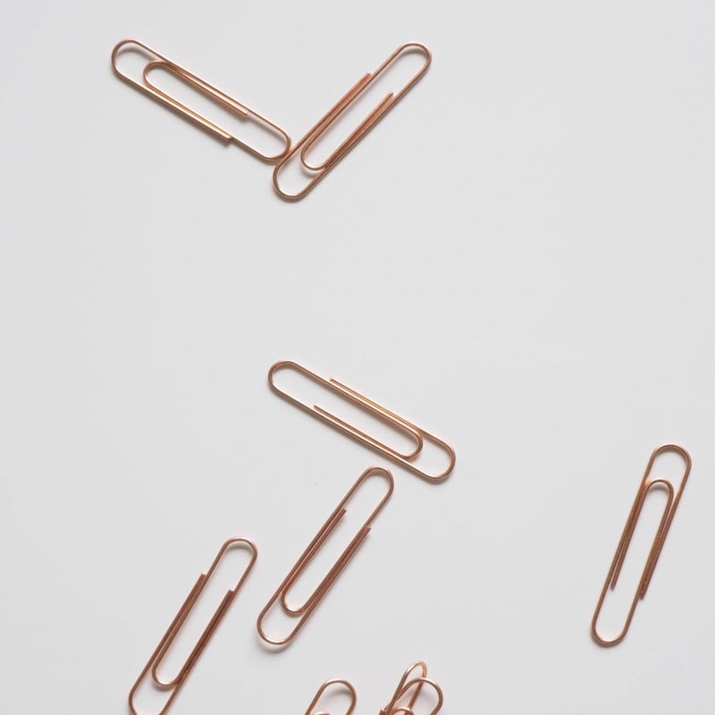 An image of paperclips, depicting a work setting